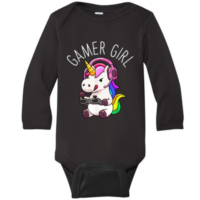 Gamer Girl Unicorn Gaming Cute Video Game Gift Baby Long Sleeve Bodysuit