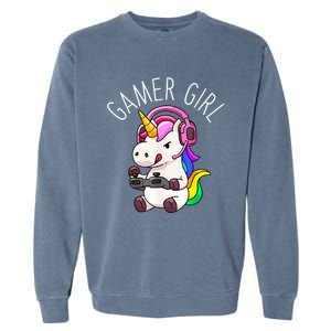 Gamer Girl Unicorn Gaming Cute Video Game Gift Garment-Dyed Sweatshirt