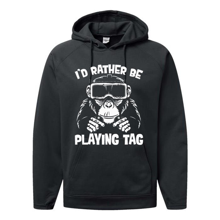 Gorilla Gaming Vr Gamer Funny Meme Performance Fleece Hoodie