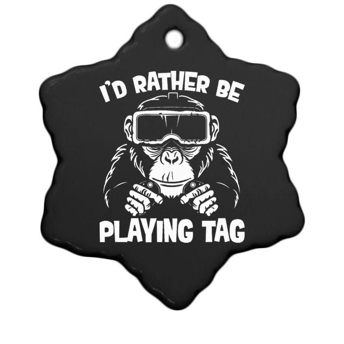 Gorilla Gaming Vr Gamer Funny Meme Ceramic Star Ornament