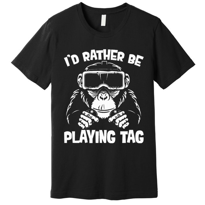 Gorilla Gaming Vr Gamer Funny Meme Premium T-Shirt