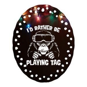 Gorilla Gaming Vr Gamer Funny Meme Ceramic Oval Ornament