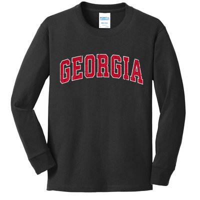 Georgia GA Vintage Sports Design Kids Long Sleeve Shirt