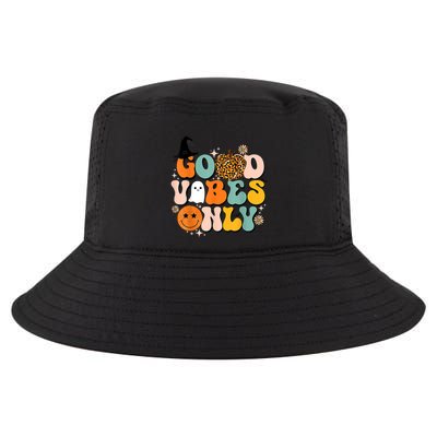 Groovy Good Vibes Only Pumpkin Ghost Spooky Season Halloween Funny Gift Cool Comfort Performance Bucket Hat