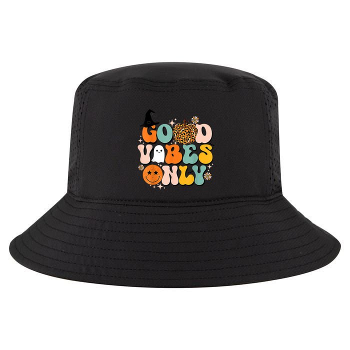 Groovy Good Vibes Only Pumpkin Ghost Spooky Season Halloween Funny Gift Cool Comfort Performance Bucket Hat