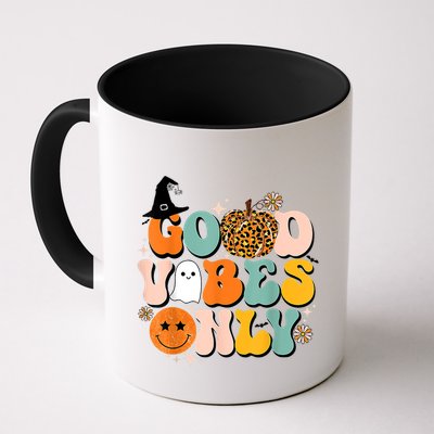 Groovy Good Vibes Only Pumpkin Ghost Spooky Season Halloween Funny Gift Mug