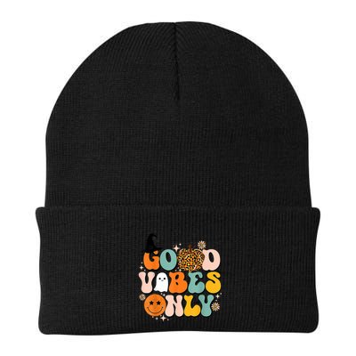 Groovy Good Vibes Only Pumpkin Ghost Spooky Season Halloween Funny Gift Beanie