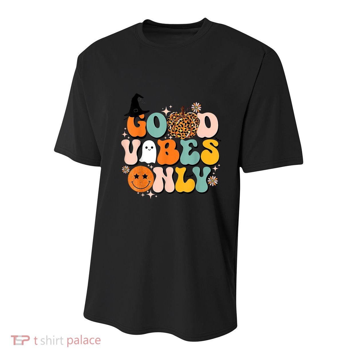 Groovy Good Vibes Only Pumpkin Ghost Spooky Season Halloween Funny Gift Youth Performance Sprint T-Shirt