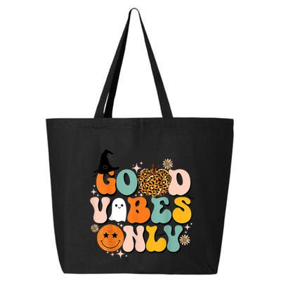 Groovy Good Vibes Only Pumpkin Ghost Spooky Season Halloween Funny Gift 25L Jumbo Tote