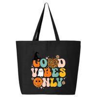 Groovy Good Vibes Only Pumpkin Ghost Spooky Season Halloween Funny Gift 25L Jumbo Tote