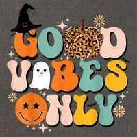 Groovy Good Vibes Only Pumpkin Ghost Spooky Season Halloween Funny Gift Cotton Canvas Backpack
