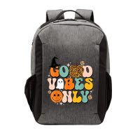 Groovy Good Vibes Only Pumpkin Ghost Spooky Season Halloween Funny Gift Vector Backpack
