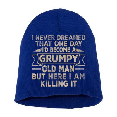 Grumpy Grandpa Vintage Funny Gift Short Acrylic Beanie