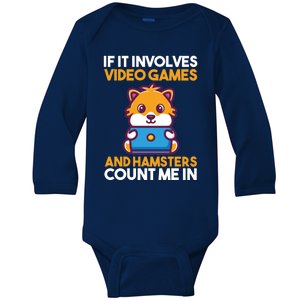 Games Gamer Video Games Hamster Cool Gift Baby Long Sleeve Bodysuit