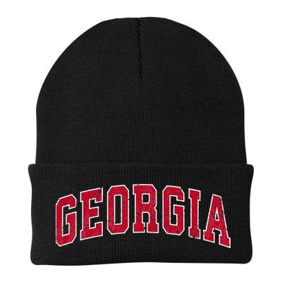 Georgia GA Vintage Sports Design Red Design Swea Beanie