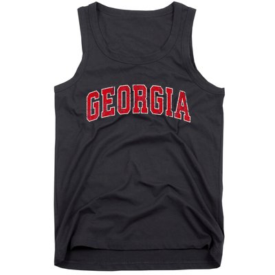 Georgia Ga Vintage Sports Red Varsity Style Tank Top