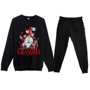 Grandma Gift Valentine Gnome Hippie Beetle Daisy Flower Gnome Gift Premium Crewneck Sweatsuit Set