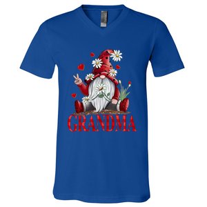 Grandma Gift Valentine Gnome Hippie Beetle Daisy Flower Gnome Gift V-Neck T-Shirt