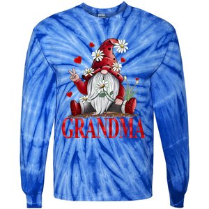 Grandma Gift Valentine Gnome Hippie Beetle Daisy Flower Gnome Gift Tie-Dye Long Sleeve Shirt