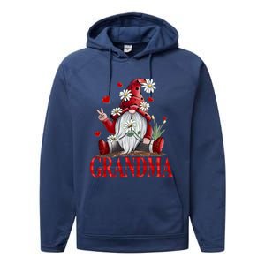 Grandma Gift Valentine Gnome Hippie Beetle Daisy Flower Gnome Gift Performance Fleece Hoodie