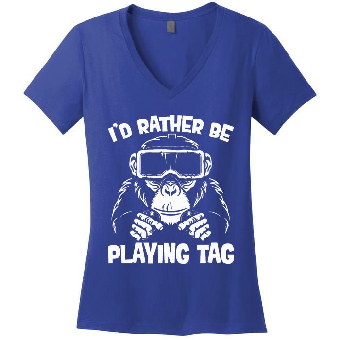 Gorilla Gaming Vr Gamer Women's V-Neck T-Shirt