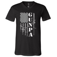 Gunpa Grandpa With Guns Like A Normal Grandpa But More Fun V-Neck T-Shirt