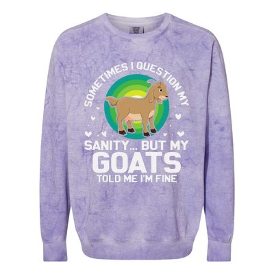 Goat Guidance Whimsical Sanity Check Colorblast Crewneck Sweatshirt