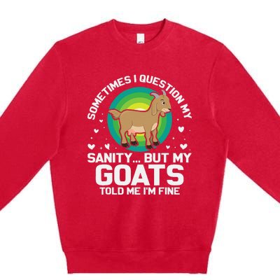 Goat Guidance Whimsical Sanity Check Premium Crewneck Sweatshirt