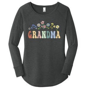 Grandma Gifts Women Wildflower Floral Grandma Women's Perfect Tri Tunic Long Sleeve Shirt