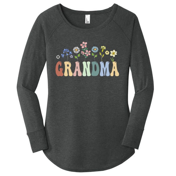 Grandma Gifts Women Wildflower Floral Grandma Women's Perfect Tri Tunic Long Sleeve Shirt