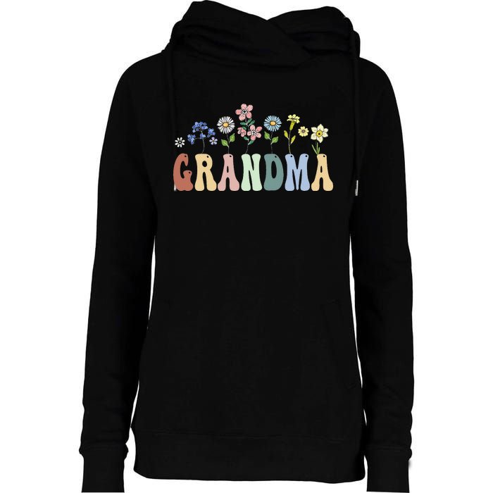 Grandma Gifts Women Wildflower Floral Grandma Womens Funnel Neck Pullover Hood