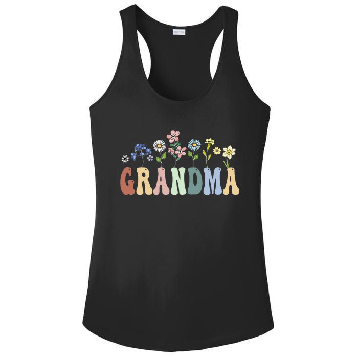 Grandma Gifts Women Wildflower Floral Grandma Ladies PosiCharge Competitor Racerback Tank