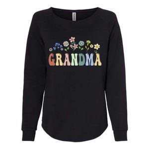 Grandma Gifts Women Wildflower Floral Grandma Womens California Wash Sweatshirt