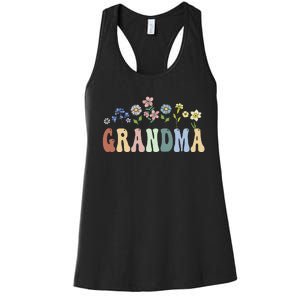 Grandma Gifts Women Wildflower Floral Grandma Women's Racerback Tank