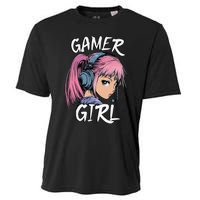 Gamer Girl Women Video Gaming Graphic Gift Cooling Performance Crew T-Shirt