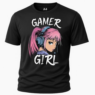 Gamer Girl Women Video Gaming Graphic Gift Cooling Performance Crew T-Shirt