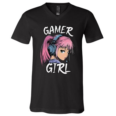 Gamer Girl Women Video Gaming Graphic Gift V-Neck T-Shirt