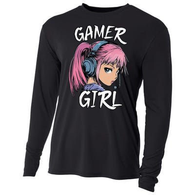 Gamer Girl Women Video Gaming Graphic Gift Cooling Performance Long Sleeve Crew