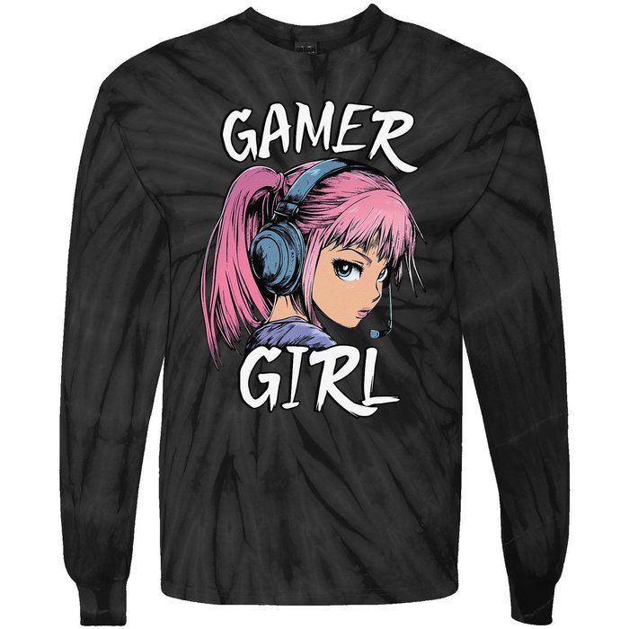 Gamer Girl Women Video Gaming Graphic Gift Tie-Dye Long Sleeve Shirt