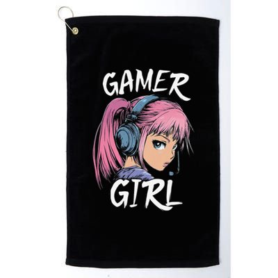 Gamer Girl Women Video Gaming Graphic Gift Platinum Collection Golf Towel