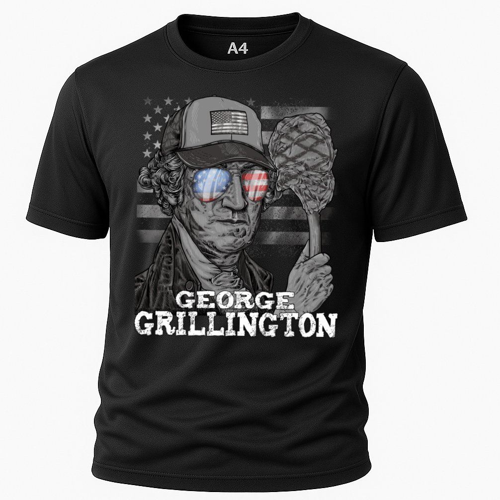 George Grillington Washington 4th Of July Usa Bbq Great Gift Cooling Performance Crew T-Shirt