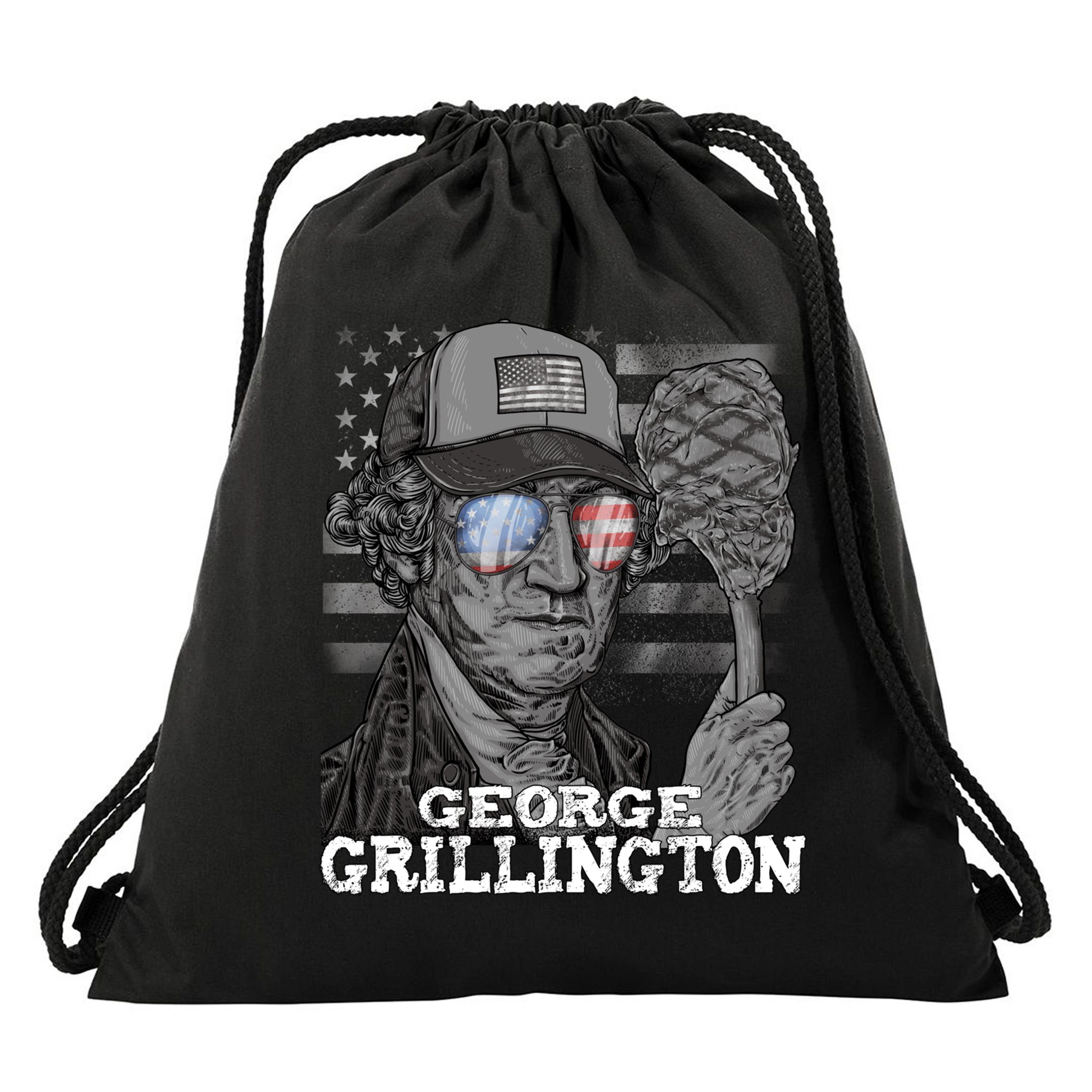 George Grillington Washington 4th Of July Usa Bbq Great Gift Drawstring Bag