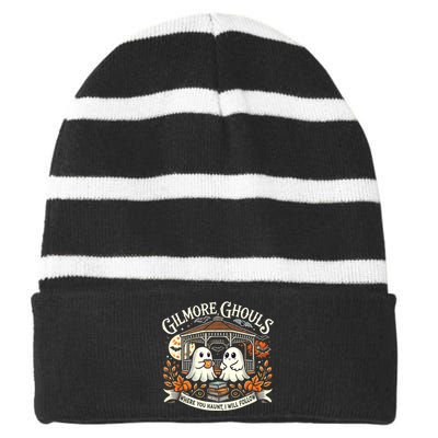 Gilmore Ghouls Where You Haunt I Will Follow Striped Beanie with Solid Band