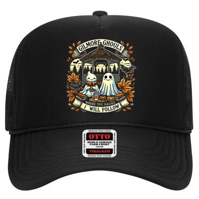 Gilmore Ghouls Where You Haunt I Will Follow Apparel High Crown Mesh Back Trucker Hat