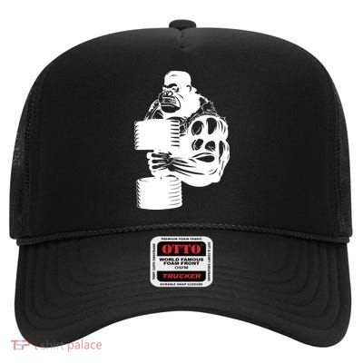 Gorilla Gym Weight Lifting Workout Training High Crown Mesh Back Trucker Hat