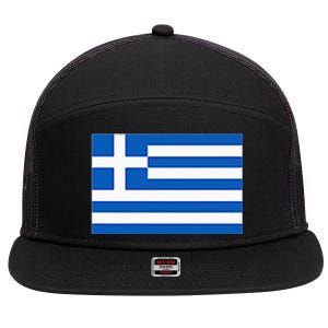 Greece Gift Women Men Kids Left Chest Greek Flag Souvenir 7 Panel Mesh Trucker Snapback Hat