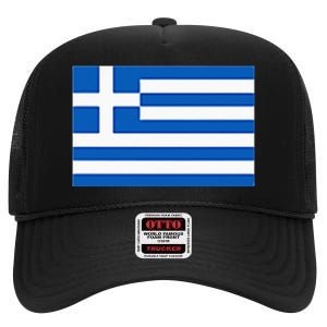 Greece Gift Women Men Kids Left Chest Greek Flag Souvenir High Crown Mesh Back Trucker Hat