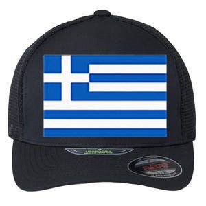 Greece Gift Women Men Kids Left Chest Greek Flag Souvenir Flexfit Unipanel Trucker Cap