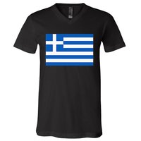 Greece Gift Women Men Kids Left Chest Greek Flag Souvenir V-Neck T-Shirt