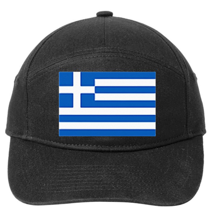 Greece Gift Women Men Kids Left Chest Greek Flag Souvenir 7-Panel Snapback Hat